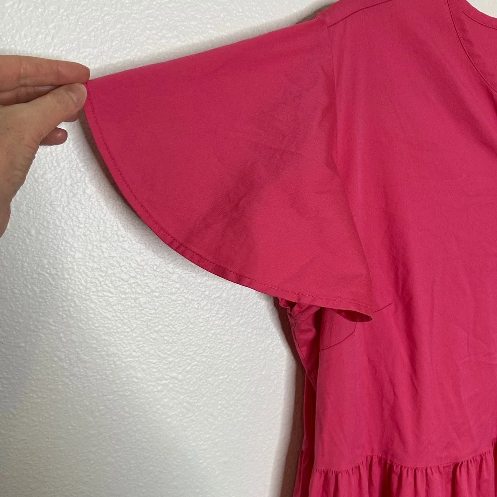 Chico's Maxi Dress Size 14 / 2.5 Hot Pink Tiered Skirt Pockets Summer Preppy - Picture 7 of 11